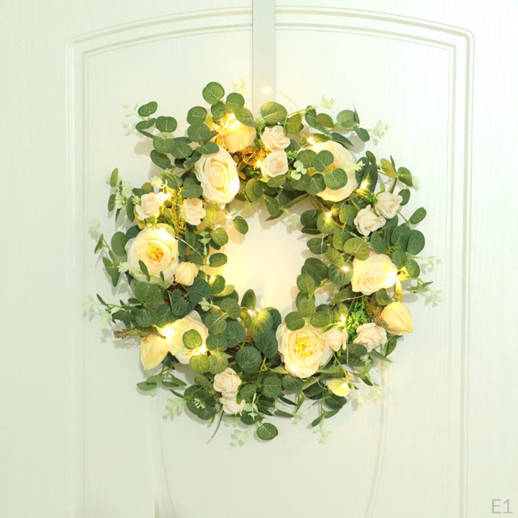 Camellia Eucalyptus Wreath Artificial Leaves Wedding Living Room Decor