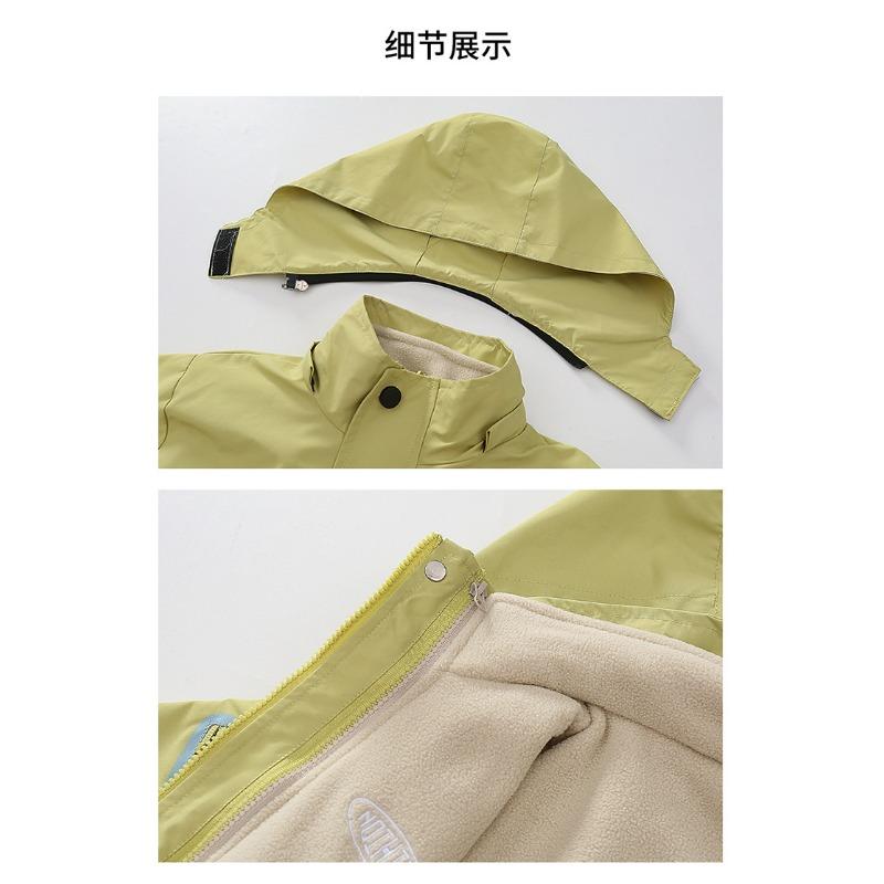 Boys 3 In 1 Windproof Waterproof Thickened Outdoor Windbreaker Kids Winter Jacket