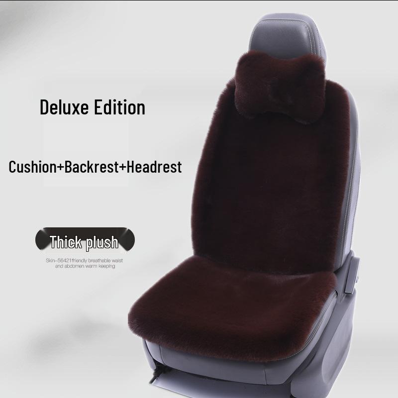 Winter Rabbit Fur Wool Heated Car Seat Cushion - Non-slip, Warm, for Single Seat with Small Waist Support
