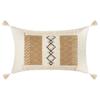 Tassels Throw Pillow Cover with Geometric Woven Texture, Neutral Farmhouse Cushion Cover for Living Room Bed Accent Decors