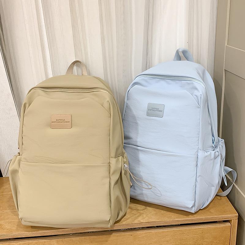 Stylish Simple Solid Color Student Schoolbag Autumn New Campus Wind Japanese Korean Large-capacity Backpack