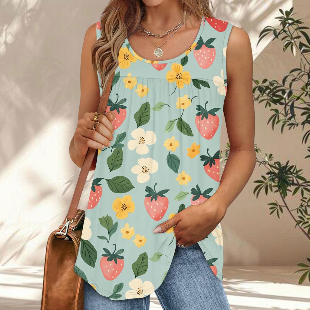Womens Casual O Neck Loose Color Sleeveless Top T-shirt Summer Tank Tops For Women Tank Camisole Sleeveless Basic Tops