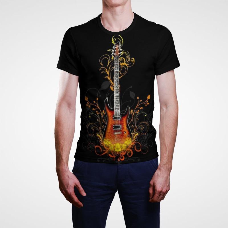 Hip Hop Music Guitar Graphic T Shirts For Men Summer Short Sleeve 3D Printing Men Tee Shirts Designer Men's Streetwear Tops