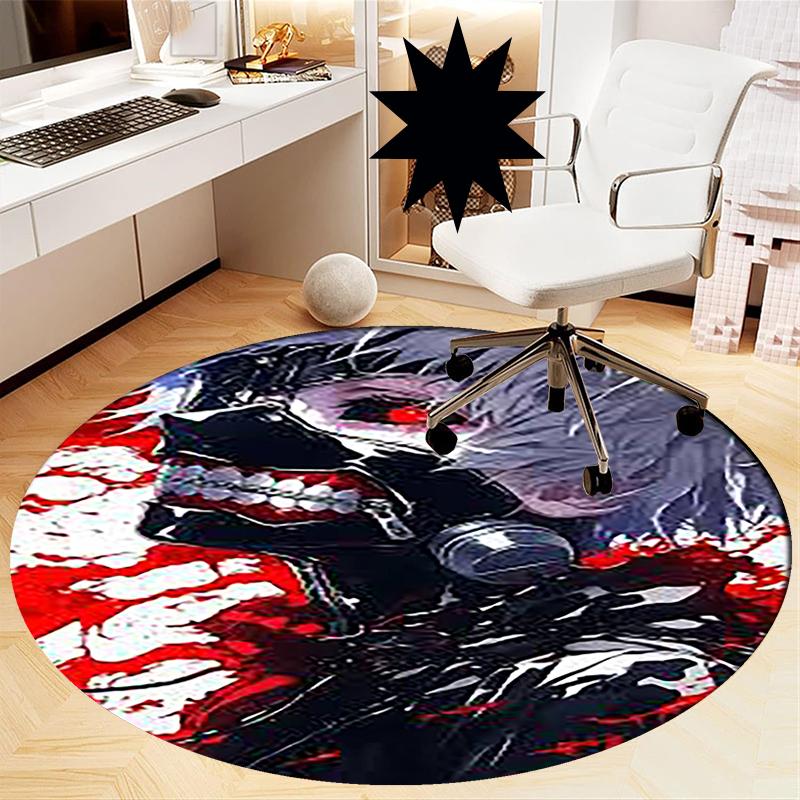 Tokyo Ghoul Printed Round Rug Carpet Chair Rug Area Rug Entryway Doormats,for Office Chair Living Room Bedroom Kitchen Room.