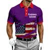 Men's Short Sleeve Polo Shirt Halloween Flag Print Casual Button Down Collar Top Lightweight Breathable Fabric Summer Wear