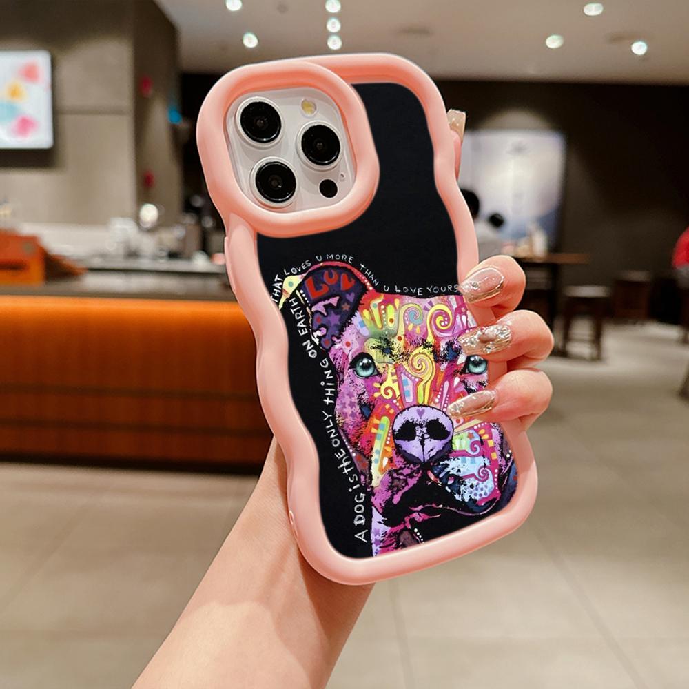 Ae76 Dog Color Doodle Design Art Protective Phone Cases for Samsung S24 Plus S23 Ultra A14 A55 A06 Honor X9b Motorola OnePlus Big Wave TPU Back Cover