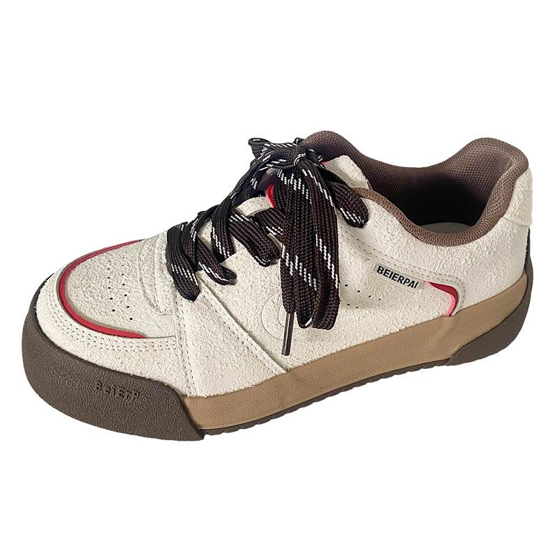 

BE-6762 latex insole/thick baseplate shoes women s casual shoes women s shoes 2024 new autumn models Hong Kong style niche models 40 бежевий