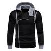 Autumn Zipper Asymmetric Top Men Polyester Long Sleeve Hooded Sweatshirt Plus Size
