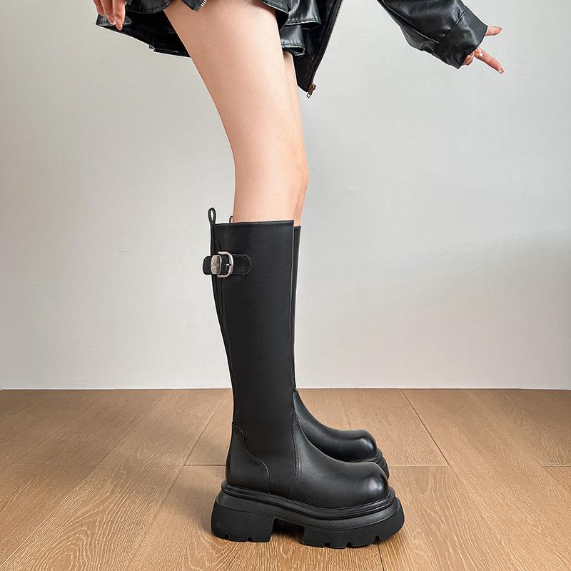 Sweet and Cool, Handsome, European and American Spice Girls, High Boots, Children's Thick Soles Increase Height and Show Thinness, Temperament Belt