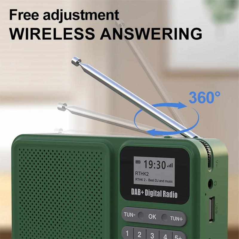 Přenosné DAB+ digitální rádio kompatibilní s Bluetooth, solárně napájené/dobíjecí, nouzový rádiový přijímač, LCD displej, bezdrátový reproduktor