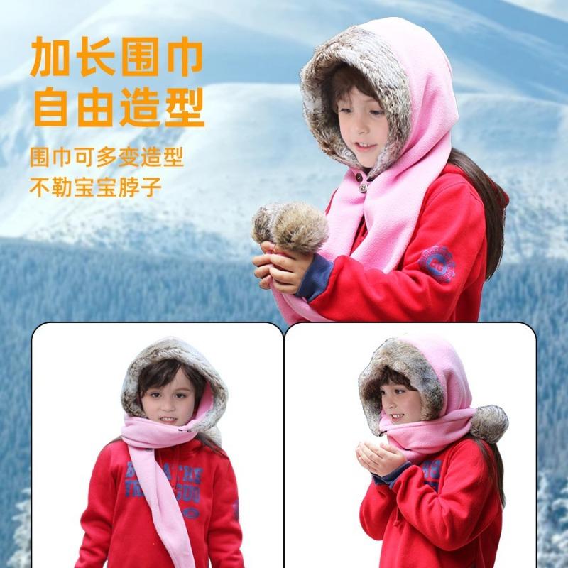 Children's Hats, Scarves, Sets, Boys and Girls Fleece Caps, Fleece Warm Children's Pullovers, and Cold-proof Caps Are Cute.