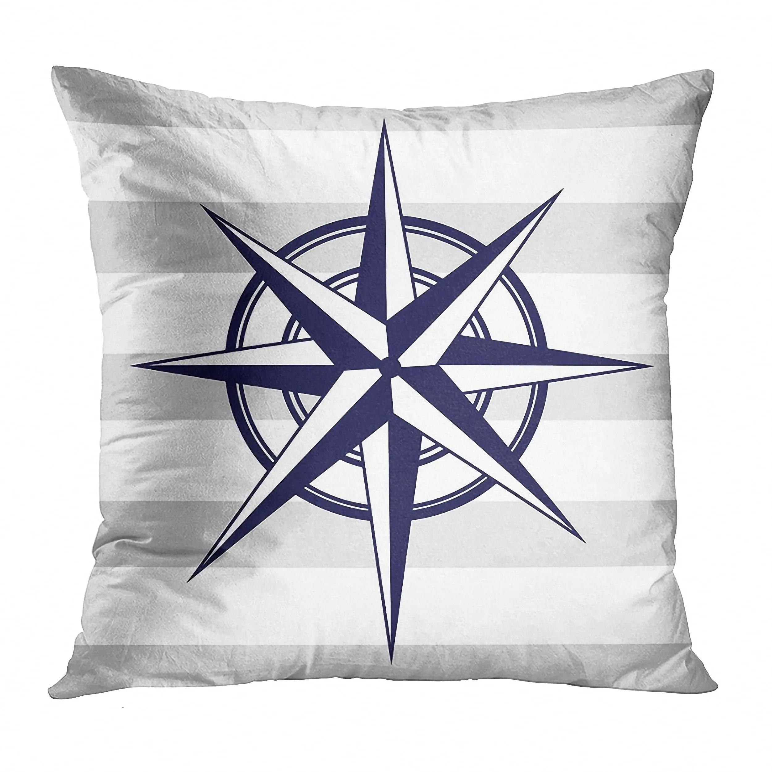 

Sailboat anchor nautical square rudder blue pillow cover sofa cushion cover home decoration can be customized for you 40x40 12x12Inch