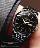 Aili Feida Men's Quartz Waterproof Watch with Hollow Back and Calendar Feature.