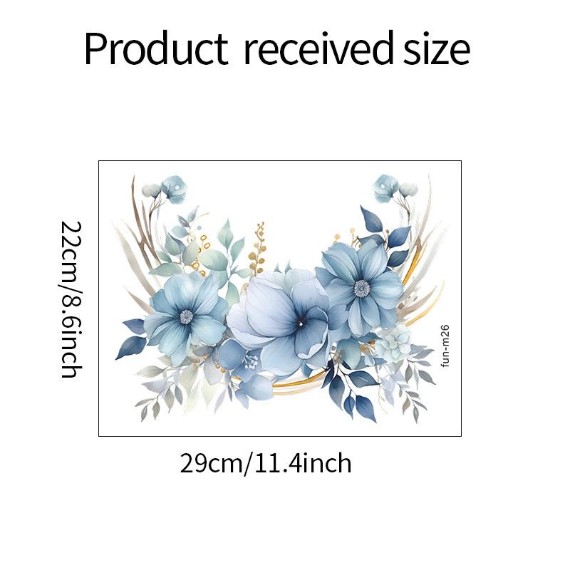 

Акварельный синий цветок туалет с ванной комнатой украшение для дома настенная наклейка 22*29CM/fun-m26