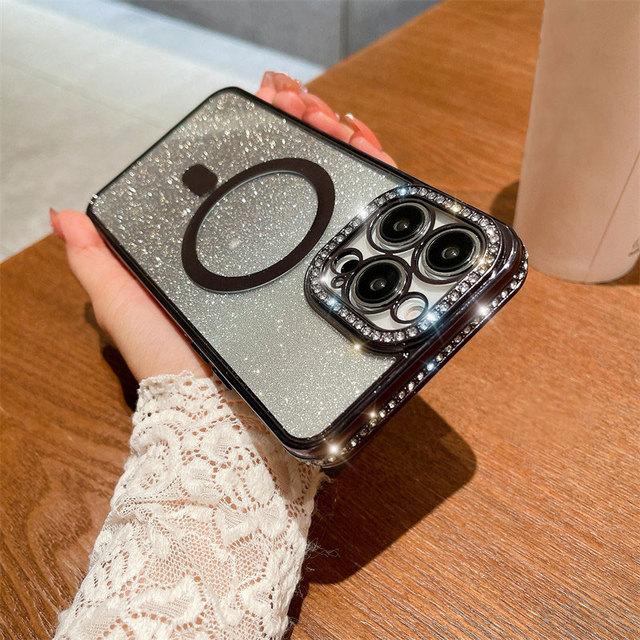 Shining Glitter Wireless Charging Phone Case For Iphone 14 13 12 11 Pro Max 14pro 14plus 11 Shockproof Soft Plating Bumper Cover