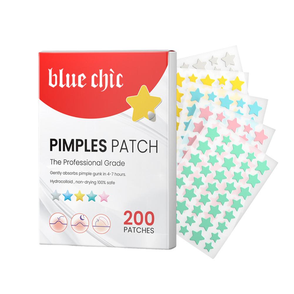 200Pcs Acne Patches Fade Blemishes Pimple Marks Closed Acne Blemishes Hydrocolloid Star Heart Shaped Cover Acne Pimple Patch