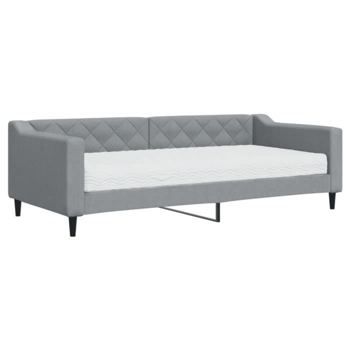 VidaXL Lit de jour avec matelas gris clair 90x200 cm tissu 3197408