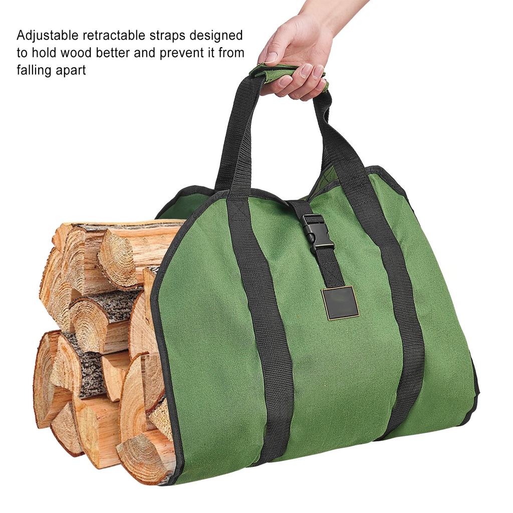 Firewood Bag Carrier Multifunction Durable Portable Large Capacity Canvas Firewood Holder Green