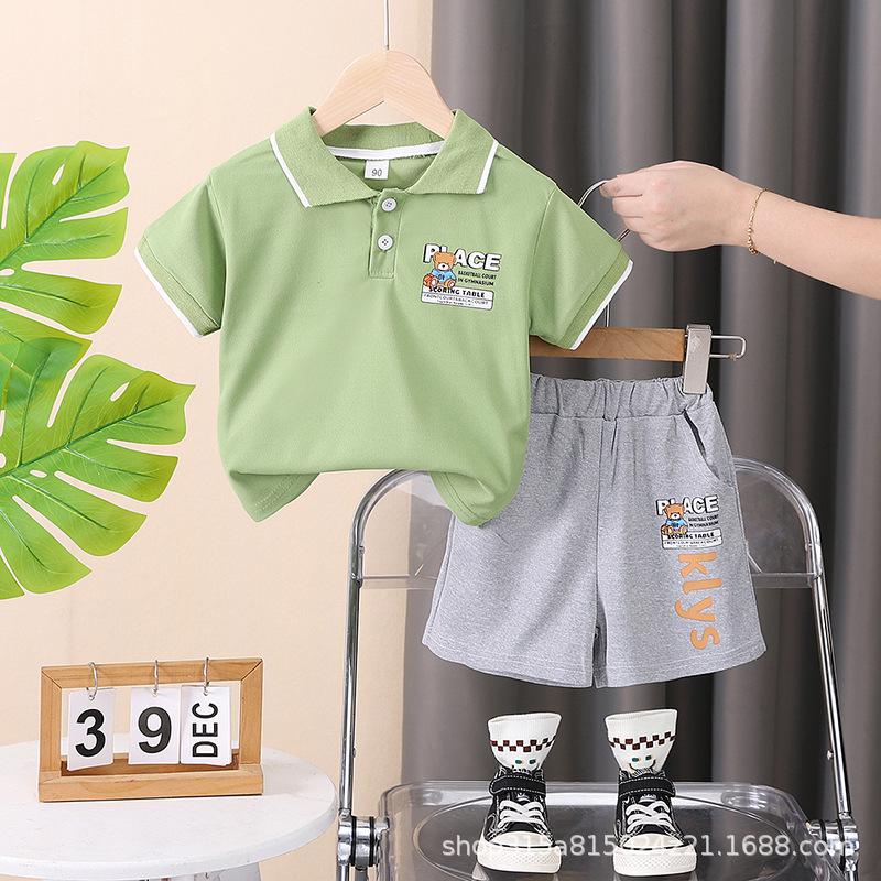Polo per Bambini con Fantasia a Lettere Outfit Sportivo - Set Casual Estivo a 2 Pezzi per Ragazzi