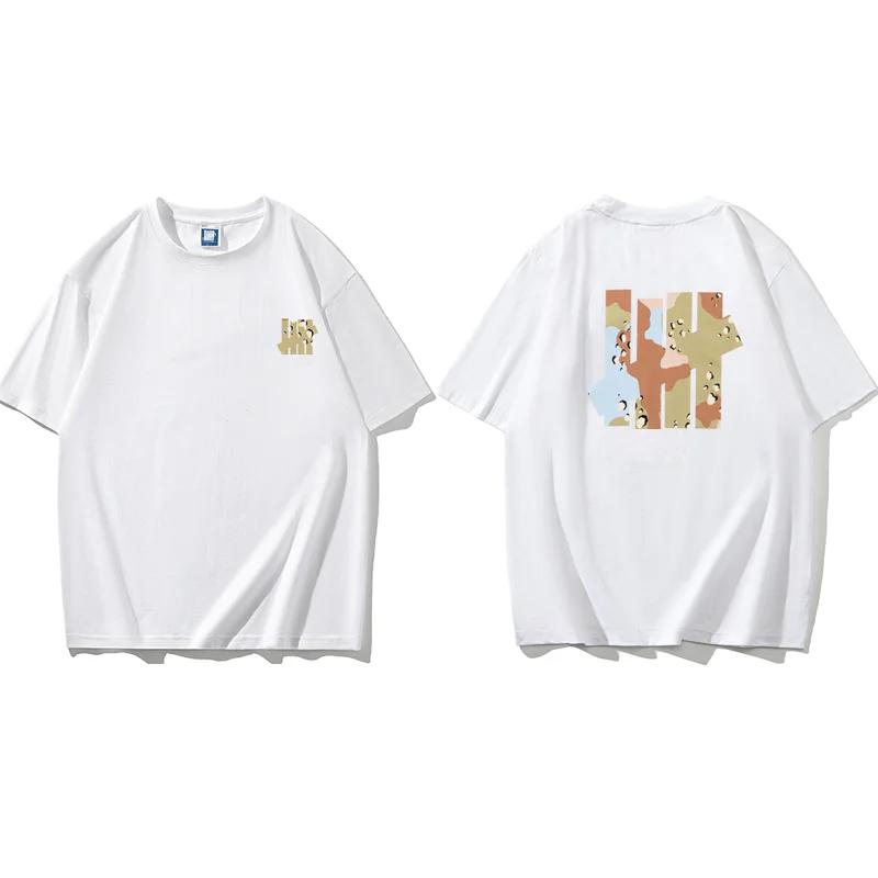 Trendy Brand Unbeaten Five Bar New Loose Short Sleeved Pure Cotton American High Street Round Neck Couple T-shirt Men's Ins