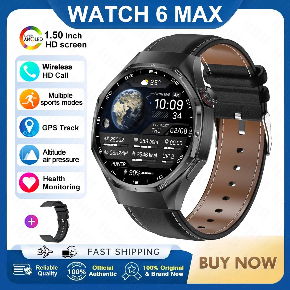 2026 New Watch 6 MAX Smart Watch GPS Track Altitude Pressure Heart Rate Blood Oxygen IP67 Waterproof BT Call Outdoor Smart Watch