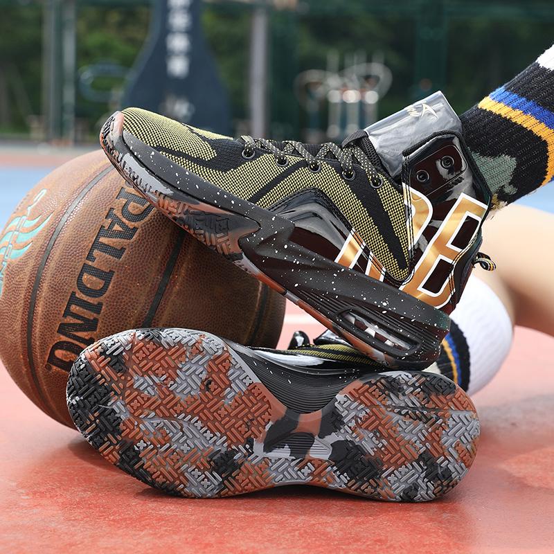High-top Air Cushion Men Basketball Shoes Kids Basketball Boots Breathable Sports Shoes Boys Sneakers Non-slip Competition Shoes