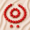 European and American Personality Exaggerated Design Round Bead Handmade Beaded Necklace Niche Retro Necklace Set Three-piece Set