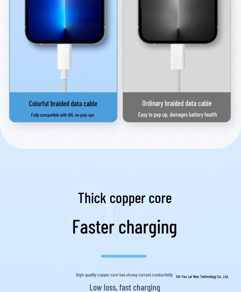 Andmai 100W Multi-Head Fast Charging Cable, Compatible with Apple, Three-in-One Design for Car Use.