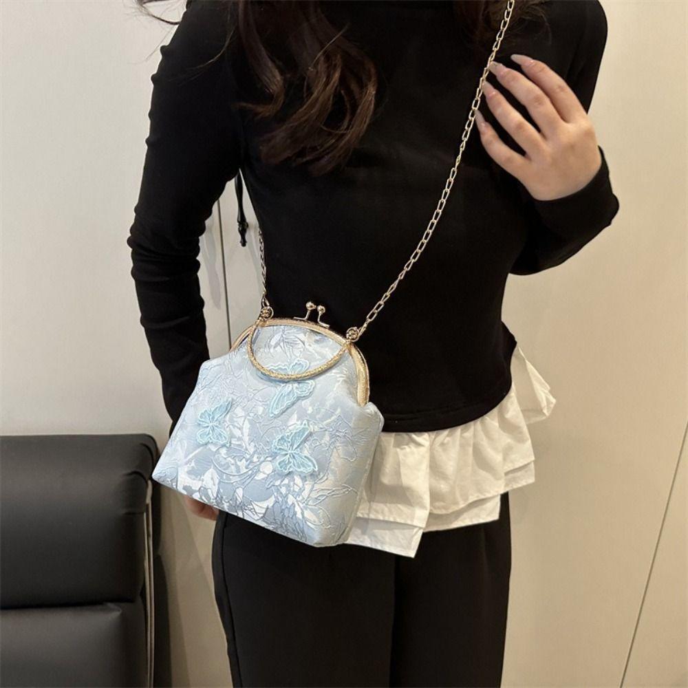 Fashion Polyester Evening Bags Embroidered Chain Banquet Bag Shoulder Bag Women