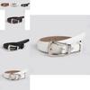 Minimalist Womens Faux Leather Belt With Round Alloy Buckle For Commuter Style