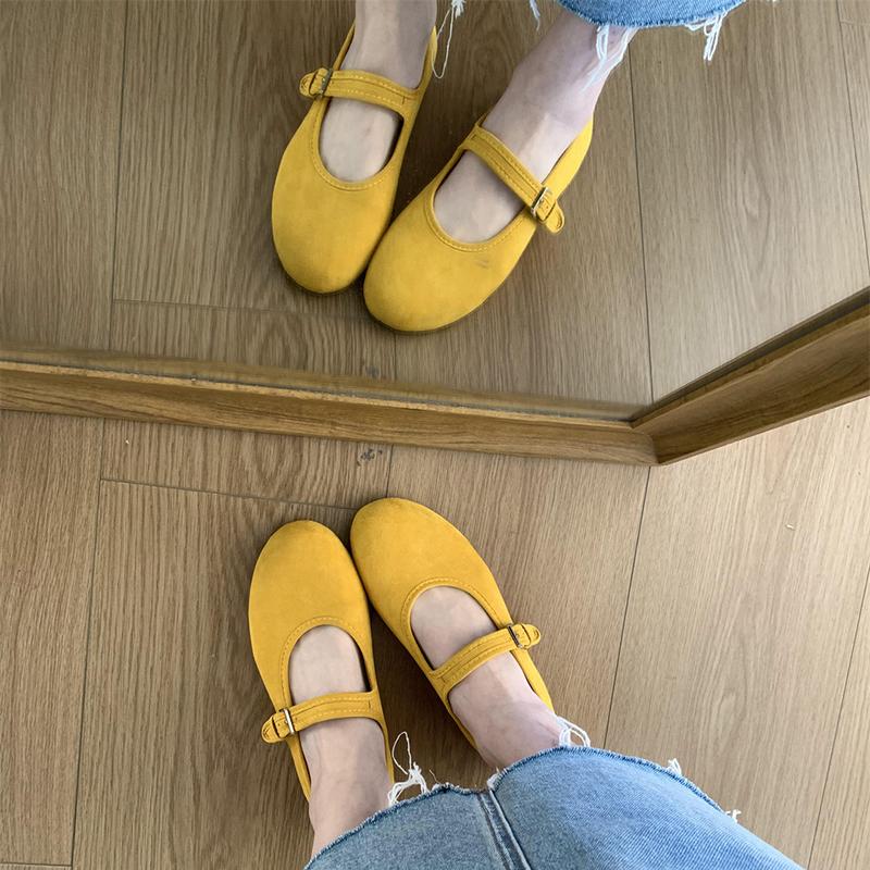 Designer Spring Flats Women's Mary Jane Shoes Comfort Shallow Buckle Shoes Party Wedding Candy Color Female Shoes