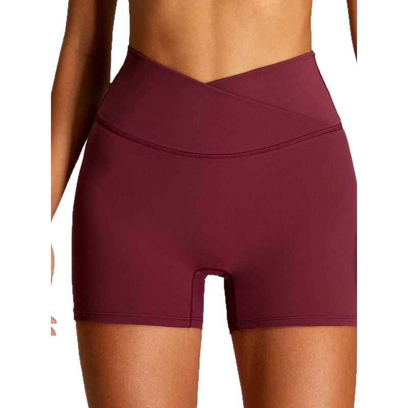 Fashion Export Nude Feel Cross High Waist Yoga Shorts Women's Outwear Running Fitness Pants Skinny Peach Hip Lifting Sport