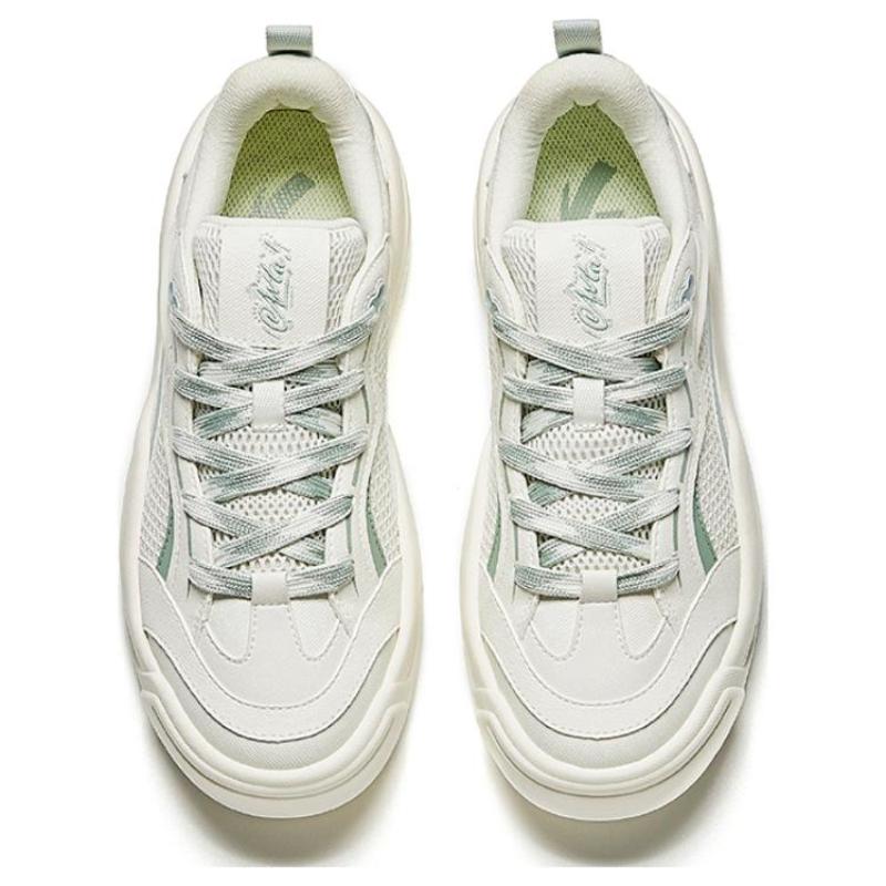 Anta Wave Shoe 2 Lightweight Height Increasing Low top Skateboard Shoes Women's White Green Sneakers
