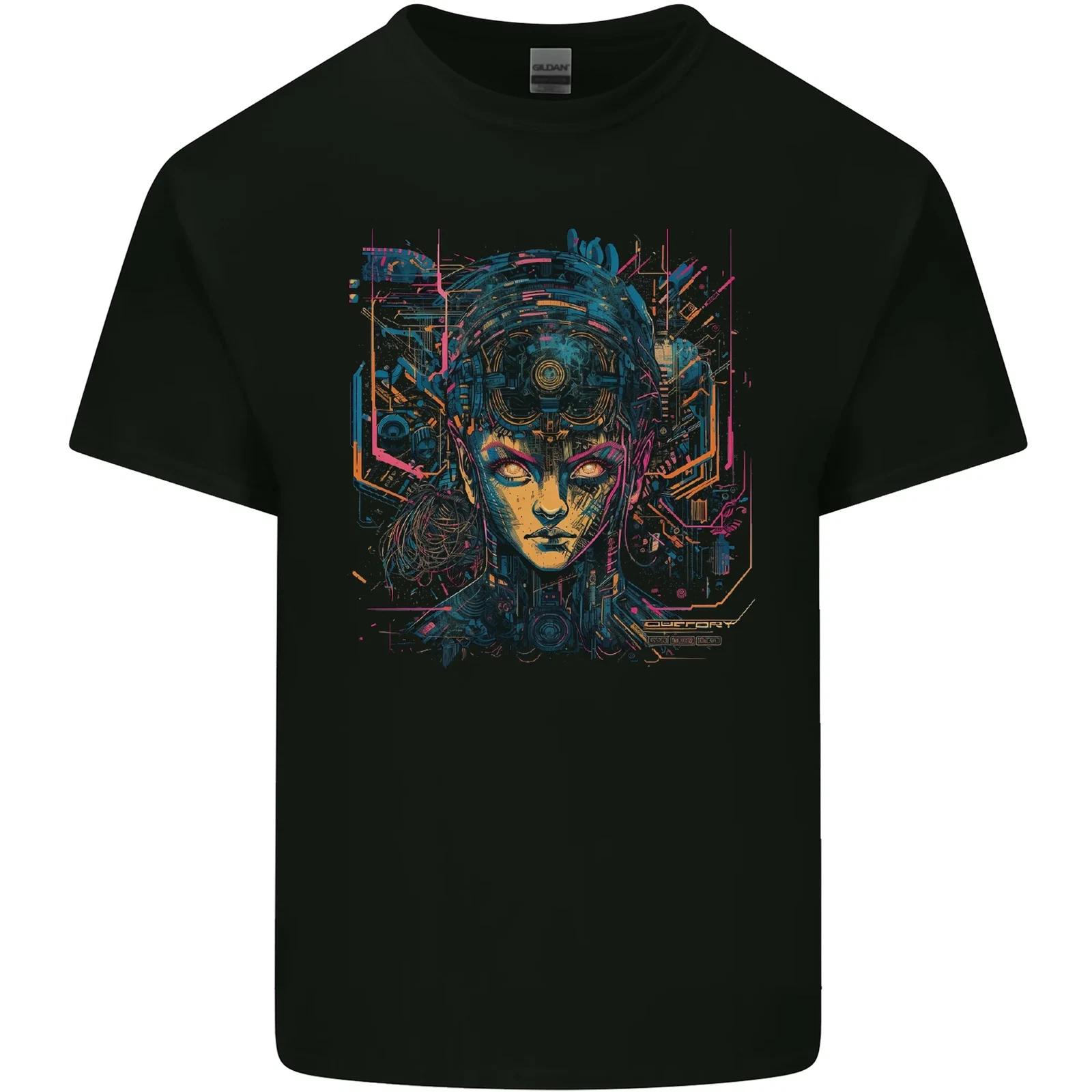 Futuristic Cyberpunk Girl Crypto Alien, Kids T-Shirt Childrens 2XL