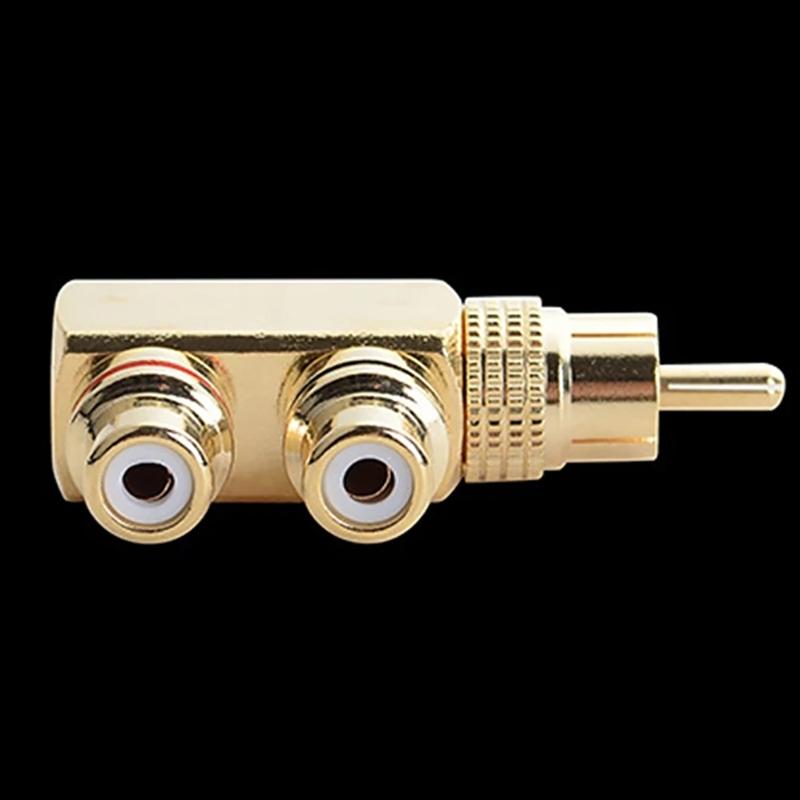 Gold Plated Av Audio Splitter Plug Rca Adapter 1 Male To 2 Female F Connector Tool