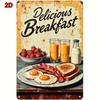 Vintage Metal Sign Fried Eggs Bacon 20x30cm Waterproof Wall Decor Kitchen Retro
