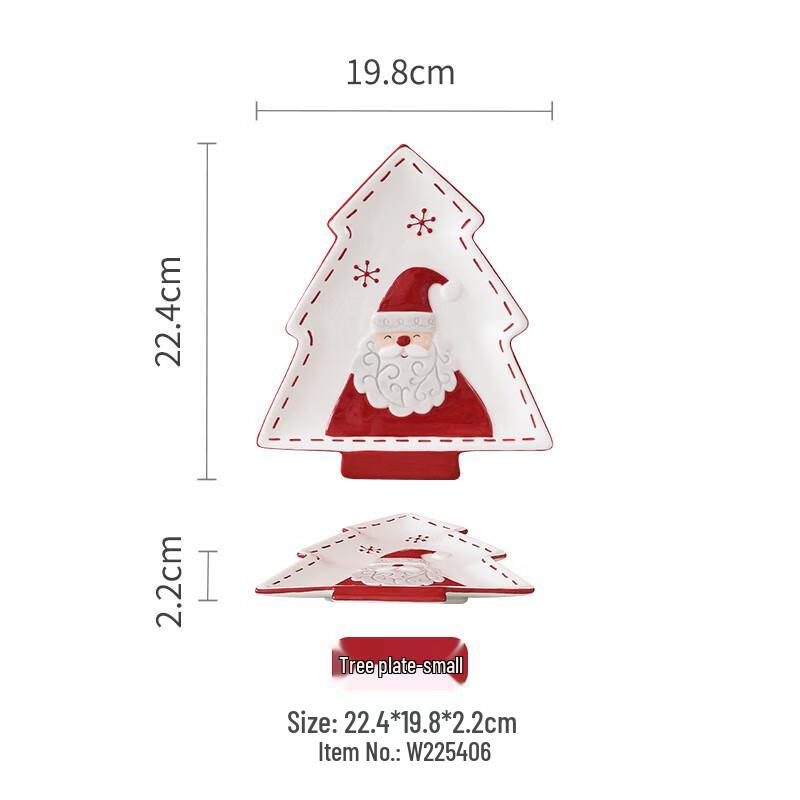 Nordic Ceramic Christmas Santa Tree Plate