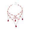 Salircon Luxury Vintage Imitation Pearl Crystal Pendant Necklace Women Exquisite Multilayer Clavicle Chain Wedding Party Jewelry
