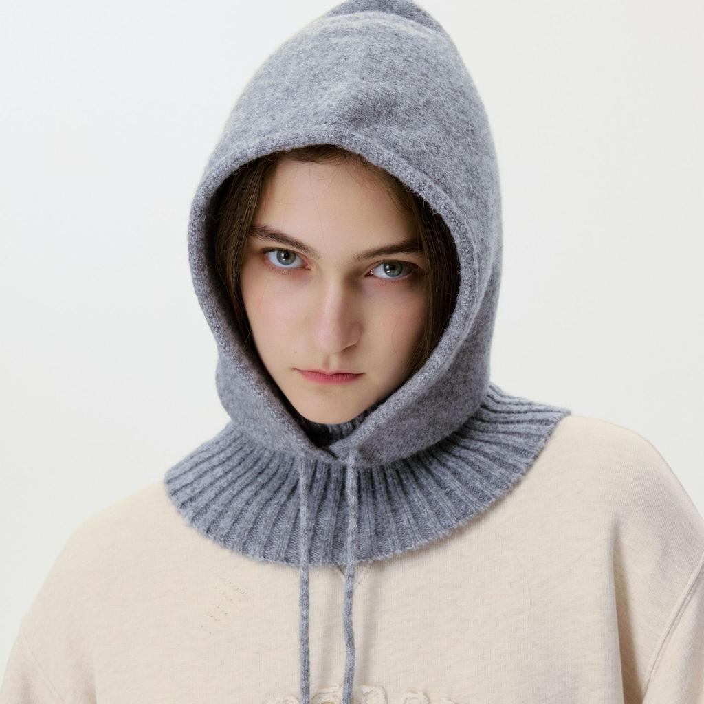 Balaclava hat, ear-protector, windproof neck, men's and women's autumn warm knitted wool vintage pullover hat