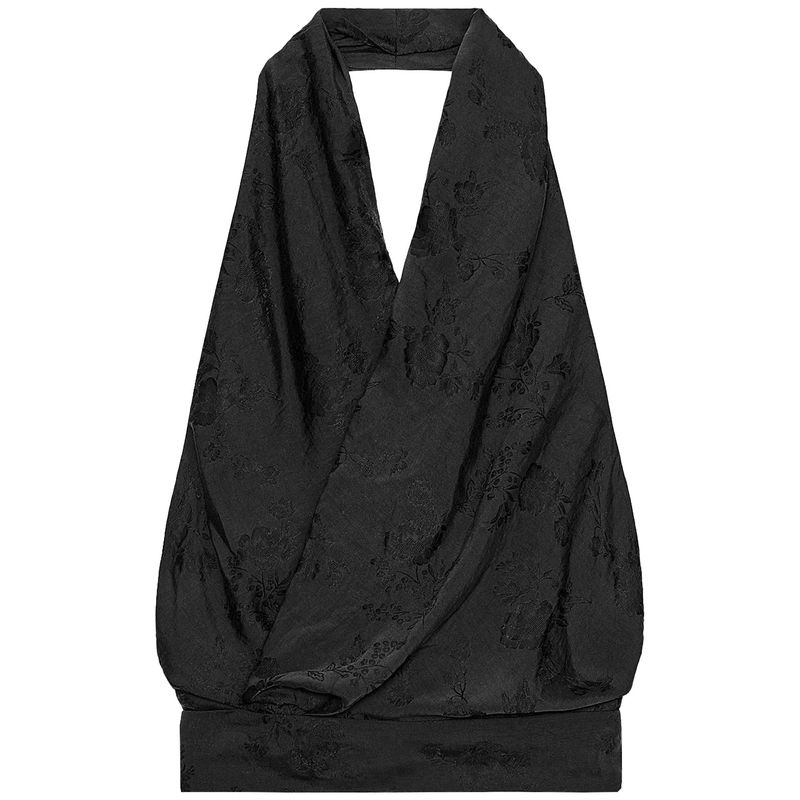 Zaprha 2025 Autumn New Sexy Backless Jacquard Floral Neck Collar Top Outer Wear Gyaru 2731264