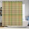 Green Plaid Shower Curtain Home Decor Bath Linen Waterproof Washable Customizable Size Available In Various Colors
