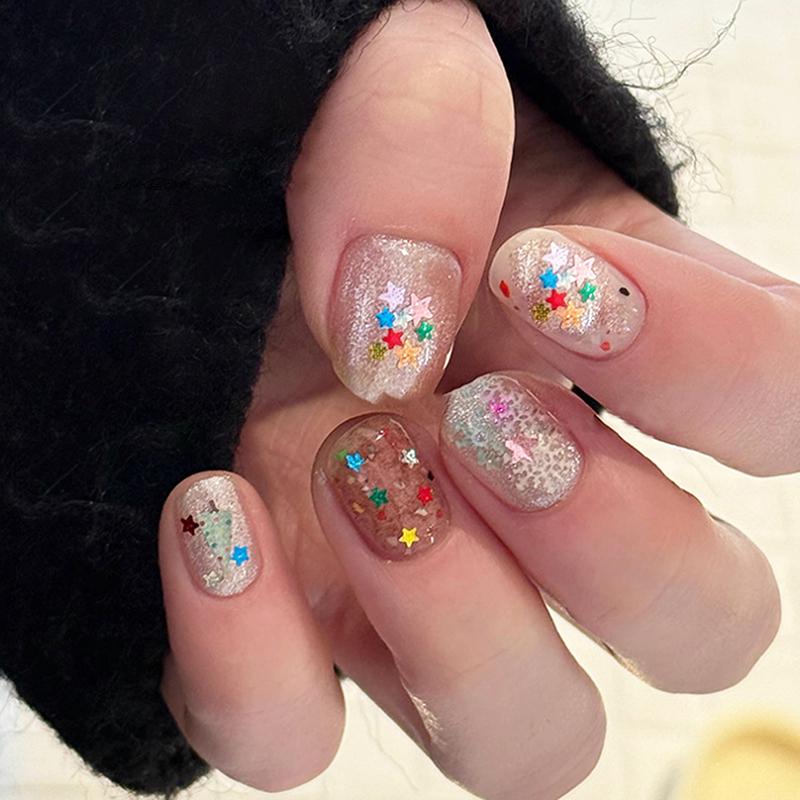 3mm Star Shaped Holographic Nail Glitter Mix Laser Nail Charm Colourful Bling Decoration Accessories for Nail Art