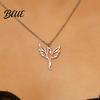 Hypoallergenic Necklace Phoenix And Earring Set for Women Stainless Steel