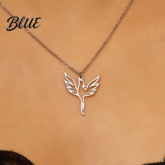 Hypoallergenic Necklace Phoenix And Earring Set for Women Stainless Steel