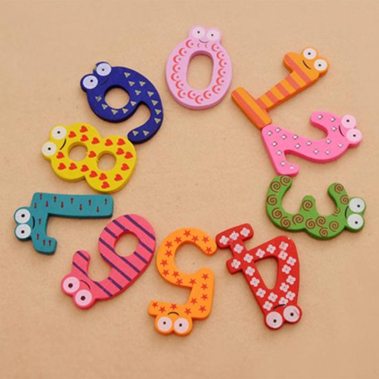 10Pcs Cute Wooden Fridge Magnet Number 0-9 Kids Colorful Educational Toy Set