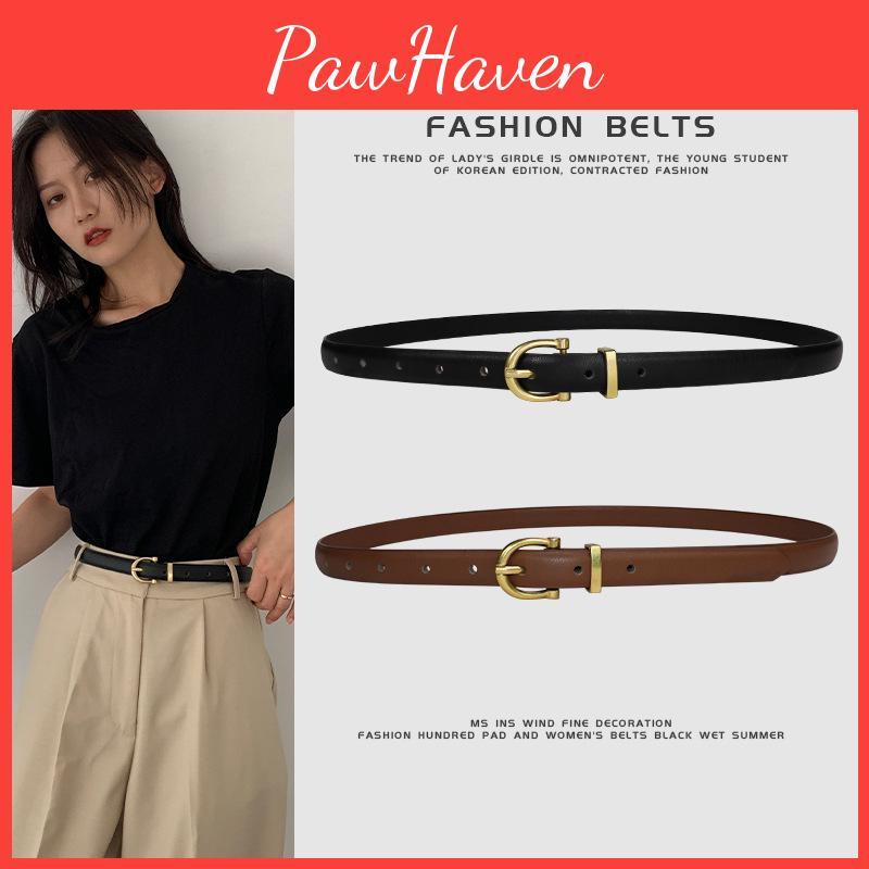 Retro Leather Womens Thin Belt Simple Korean Style Trendy Harajuku Fashion For Female Students And Commuters