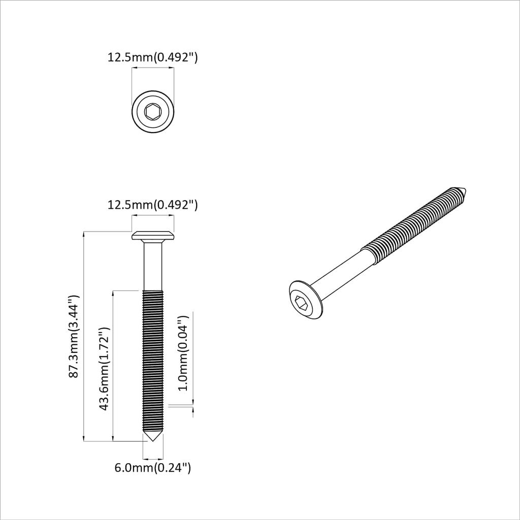 Screw 12 pcs Silver M6 x 85 mm Steel