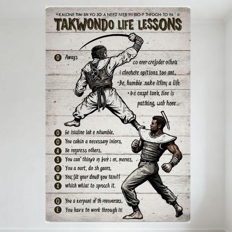 

Taekwondo Life Lessons Vintage Metal Tin Sign - Martial Arts Discipline & Life Advice Wall Plaque for Home Man Cave Decor 20x30cm（7.8x11.8inch）