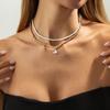 Light Luxury Niche Metal Oil Drop Love Pendant Necklace, Simple Ccb Beads Stacked Collarbone Necklace