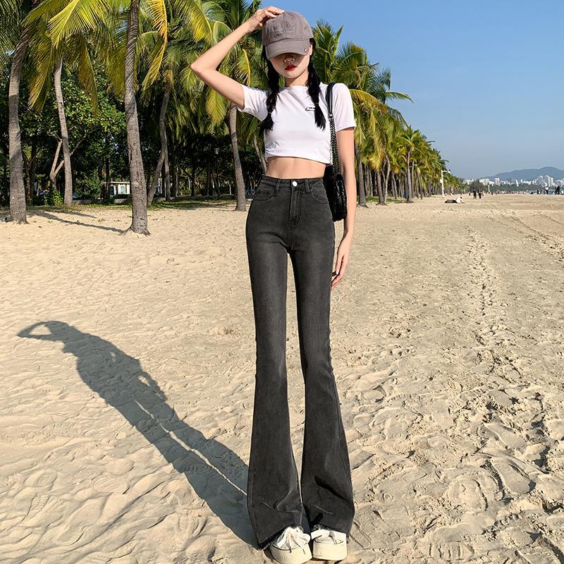 Jeans for Women In Autumn and Winter, High Waist and Belly Slimming Horseshoe Pants Lift Hips and Bell-bottom Pants for Women In Autumn and Winter